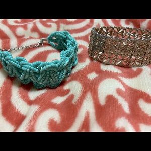 2 for 1: Turquoise Bracelet & 1 Sassy Silver tone